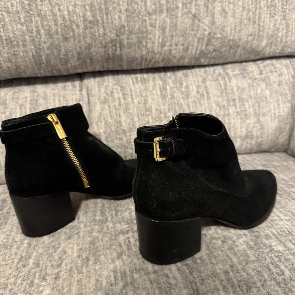 Michael Kors Black Ankle Boots with Gold Zipper